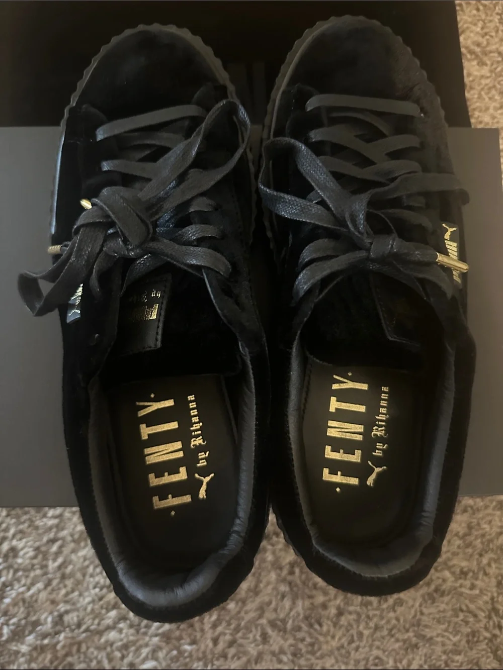 Puma x Fenty Black Velvet Platform Sneakers creaper velvet k